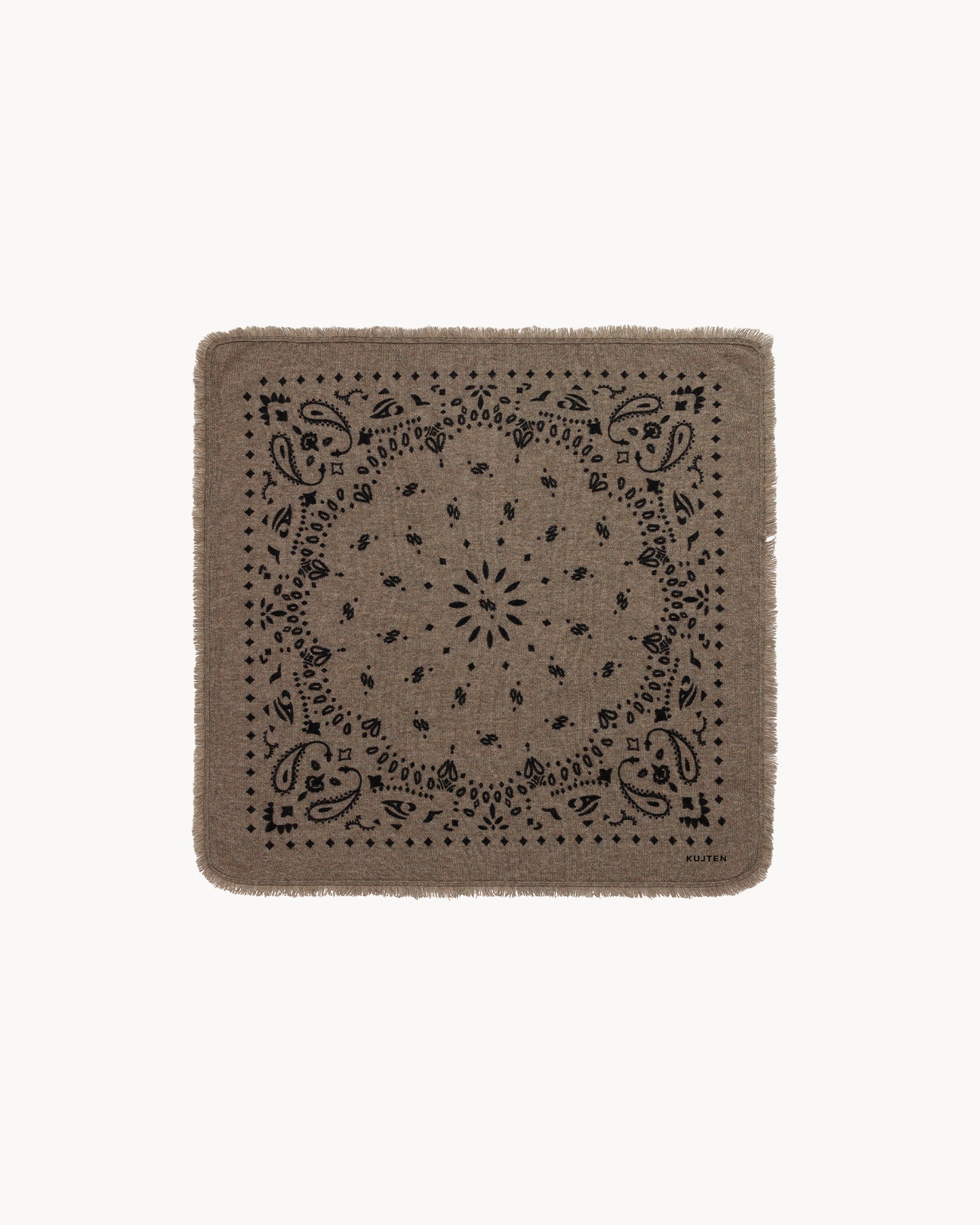 Bandana en cachemire kaki pour femme et pour homme - Kujten packshot