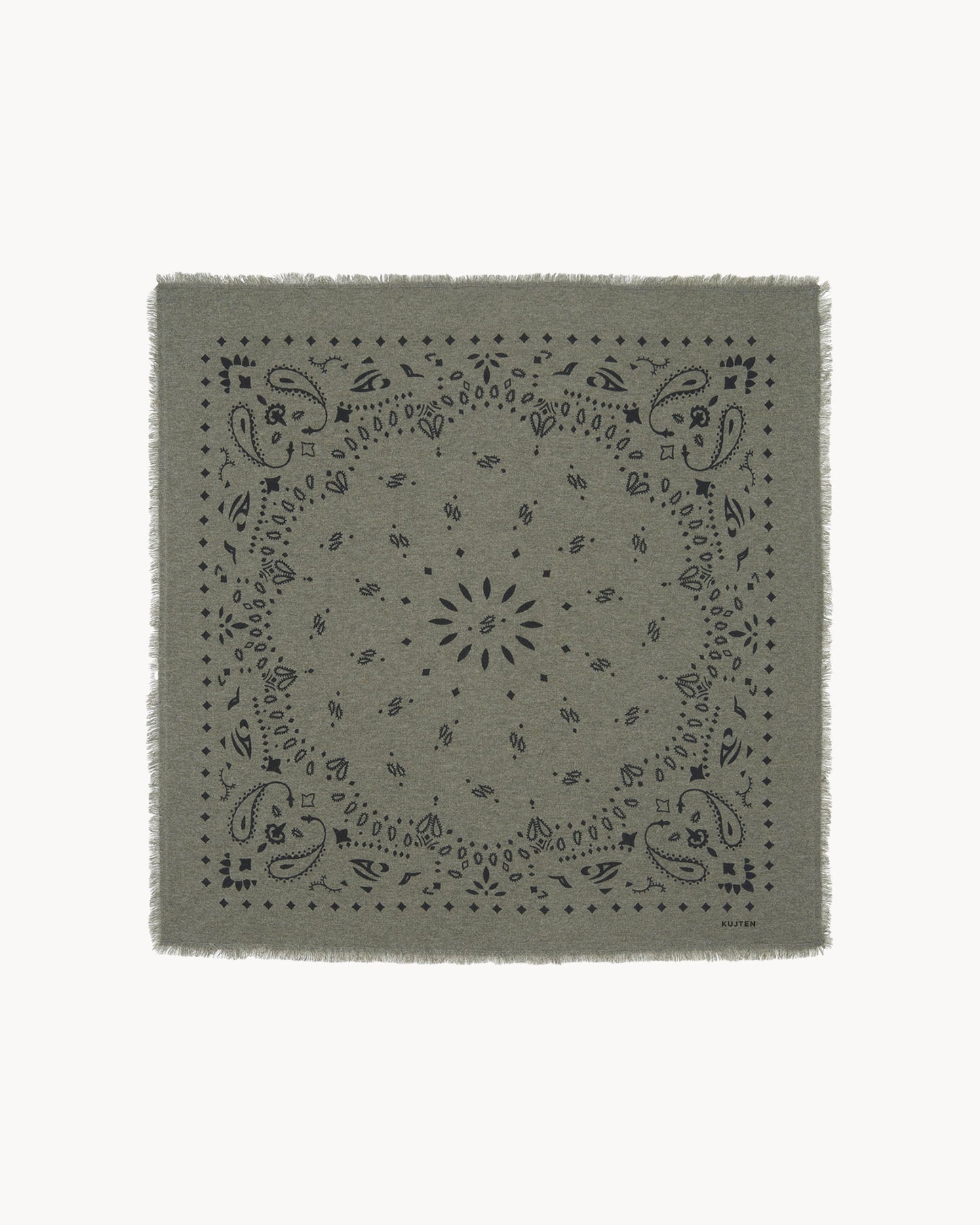Bandana en cachemire kaki pour femme et pour homme - Kujten packshot