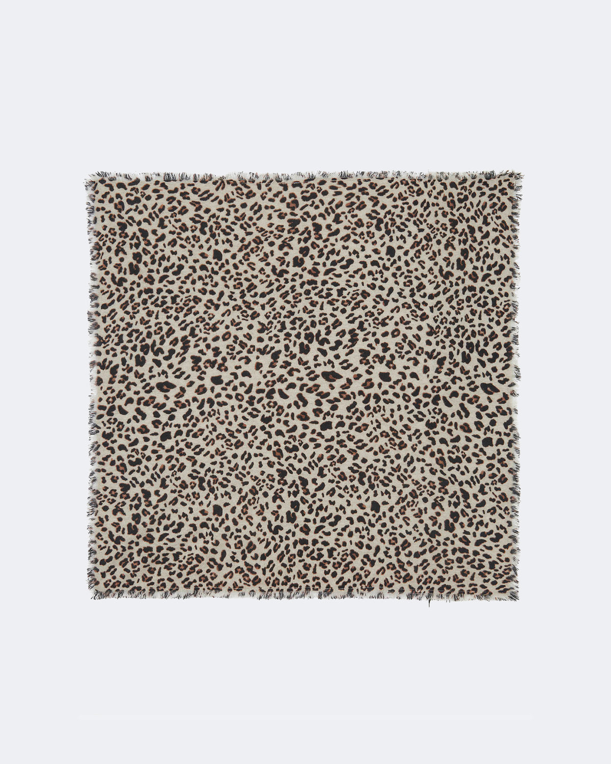 Grand bandana hachiko leopard cachemire blanc beige - Kujten packshot