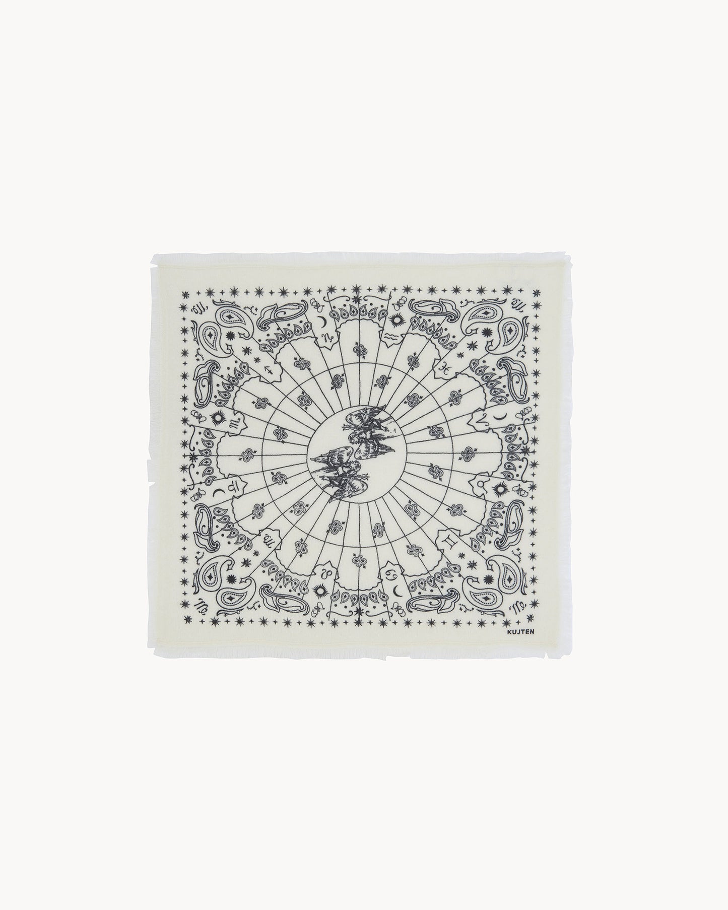 Bandana en cachemire blanc pour femme et pour homme - Kujten packshot
