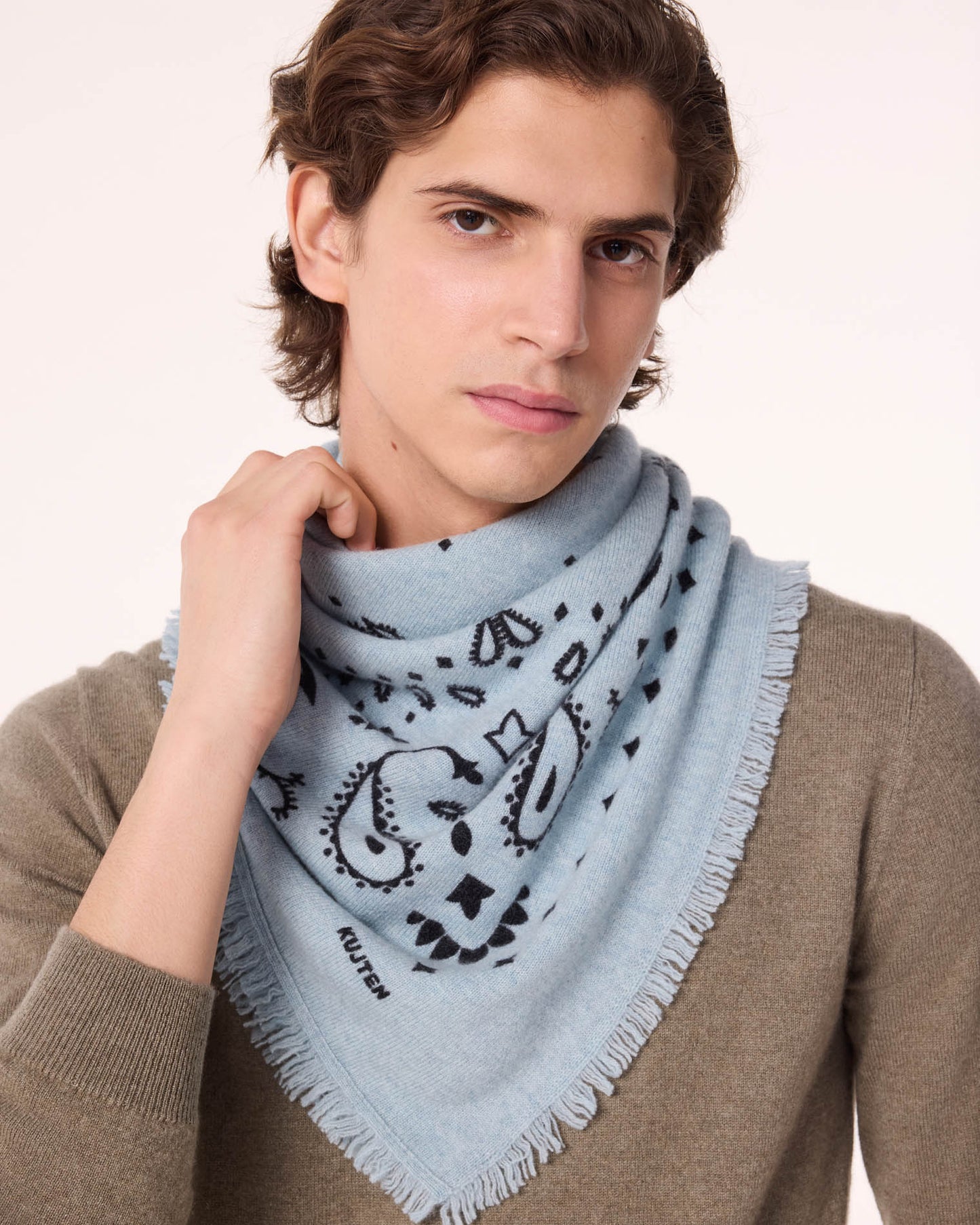 Grand Bandana Hachiko bleu ciel brise