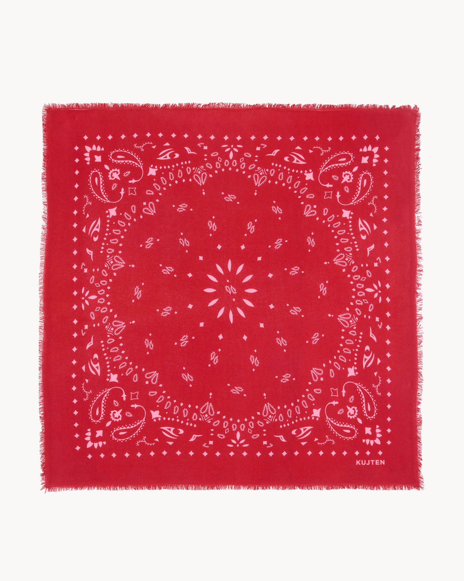 Red Flag Candy Pink Cashmere Bandana Kujten Cashmere