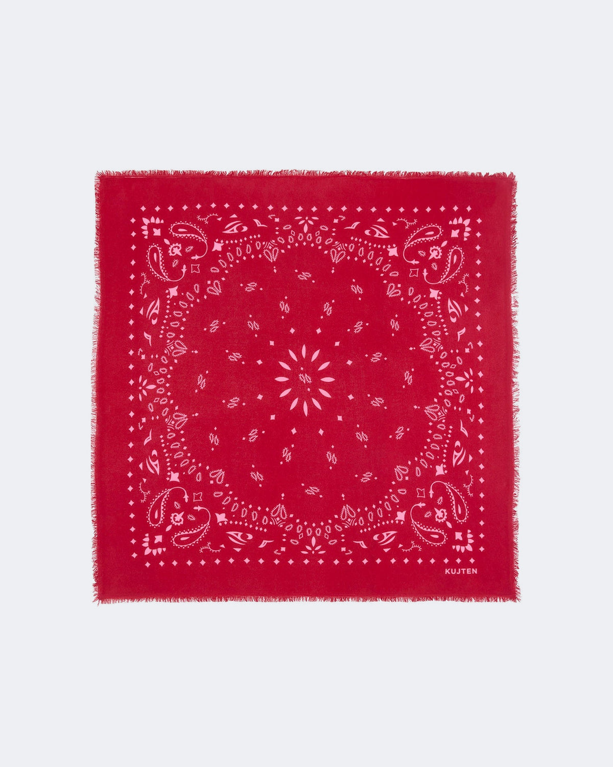Bandana en cachemire rouge et rose pour femme - Kujten packshot