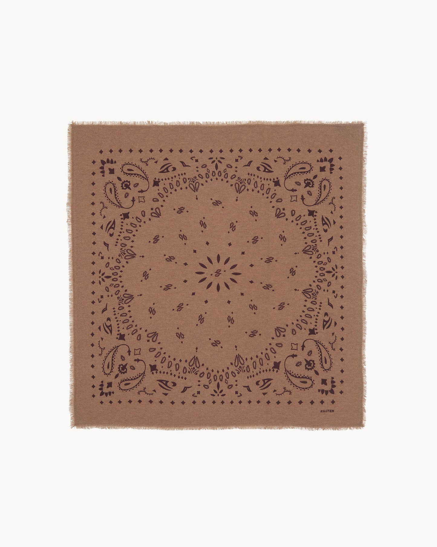 Bandana en cachemire camel et bordeaux pour femme et pour homme - Kujten packshot