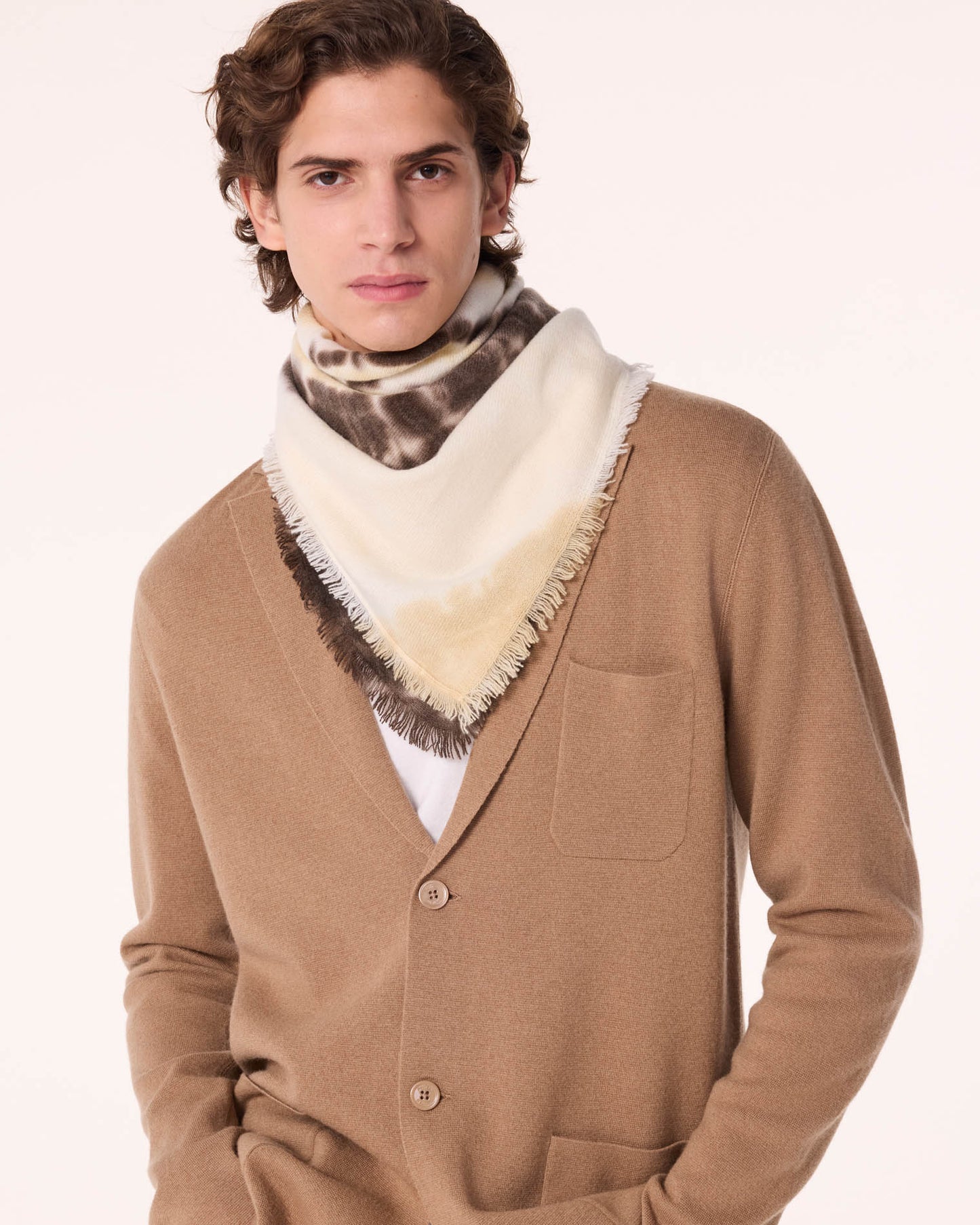 Grand bandana hachiko sunny cachemire marron - Kujten