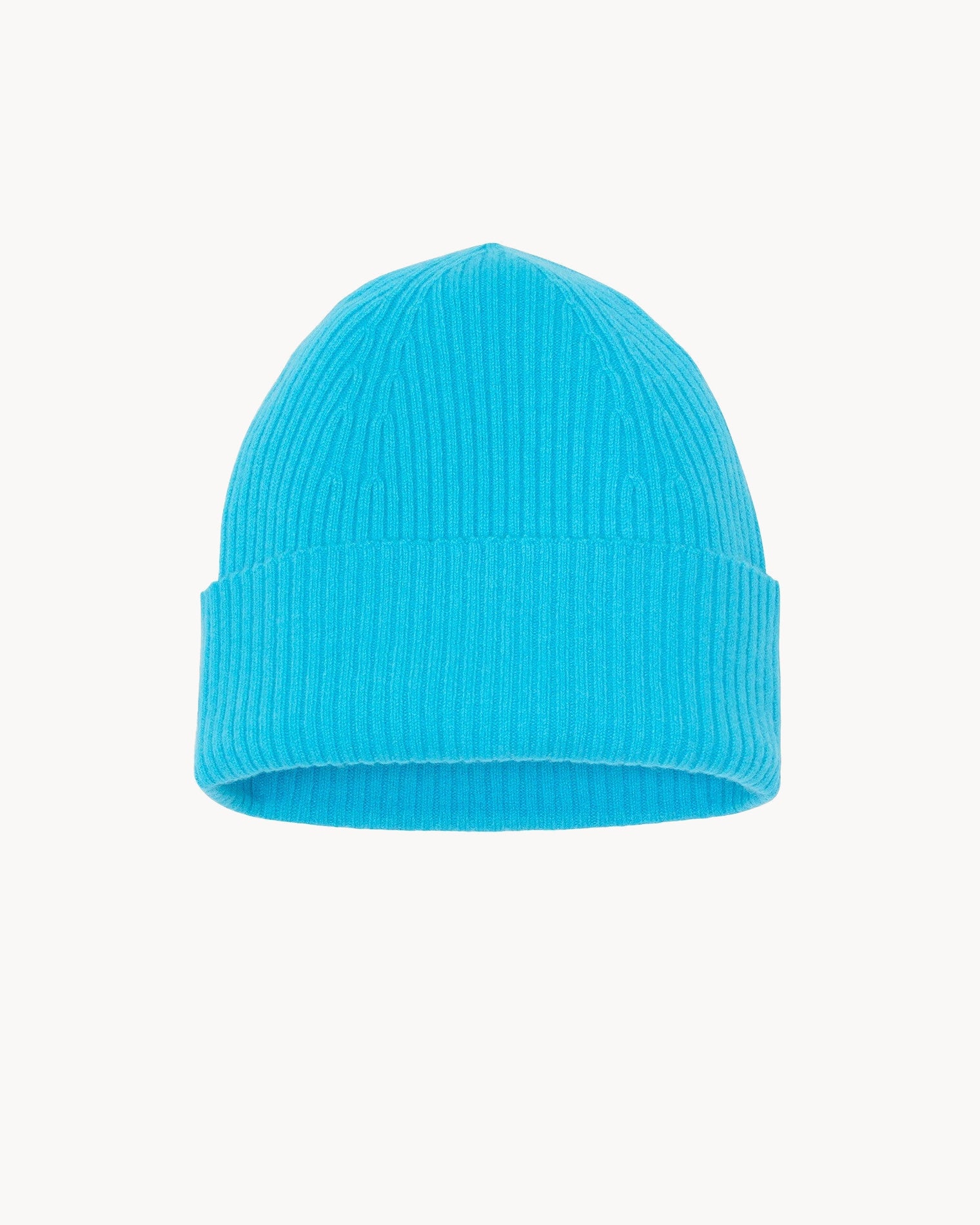 Turquoise Blue Unisex Beanie With Cashmere Cuff Kujten Cashmere