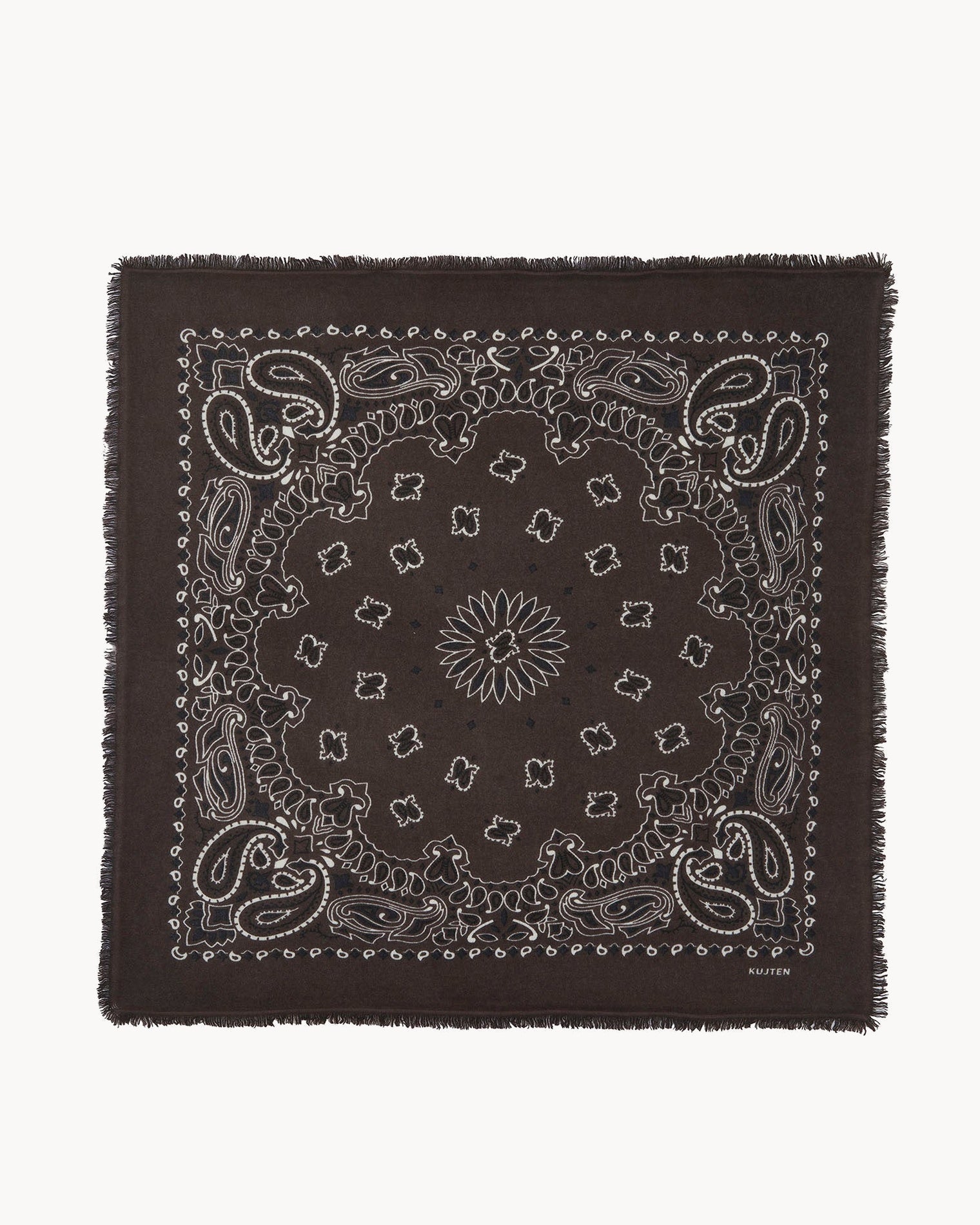 Brown Large Cashmere Bandana Kujten Cashmere