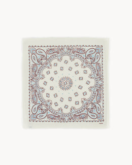 Grand bandana hachiko bico cachemire blanc bordeaux bleu - Kujten packshot