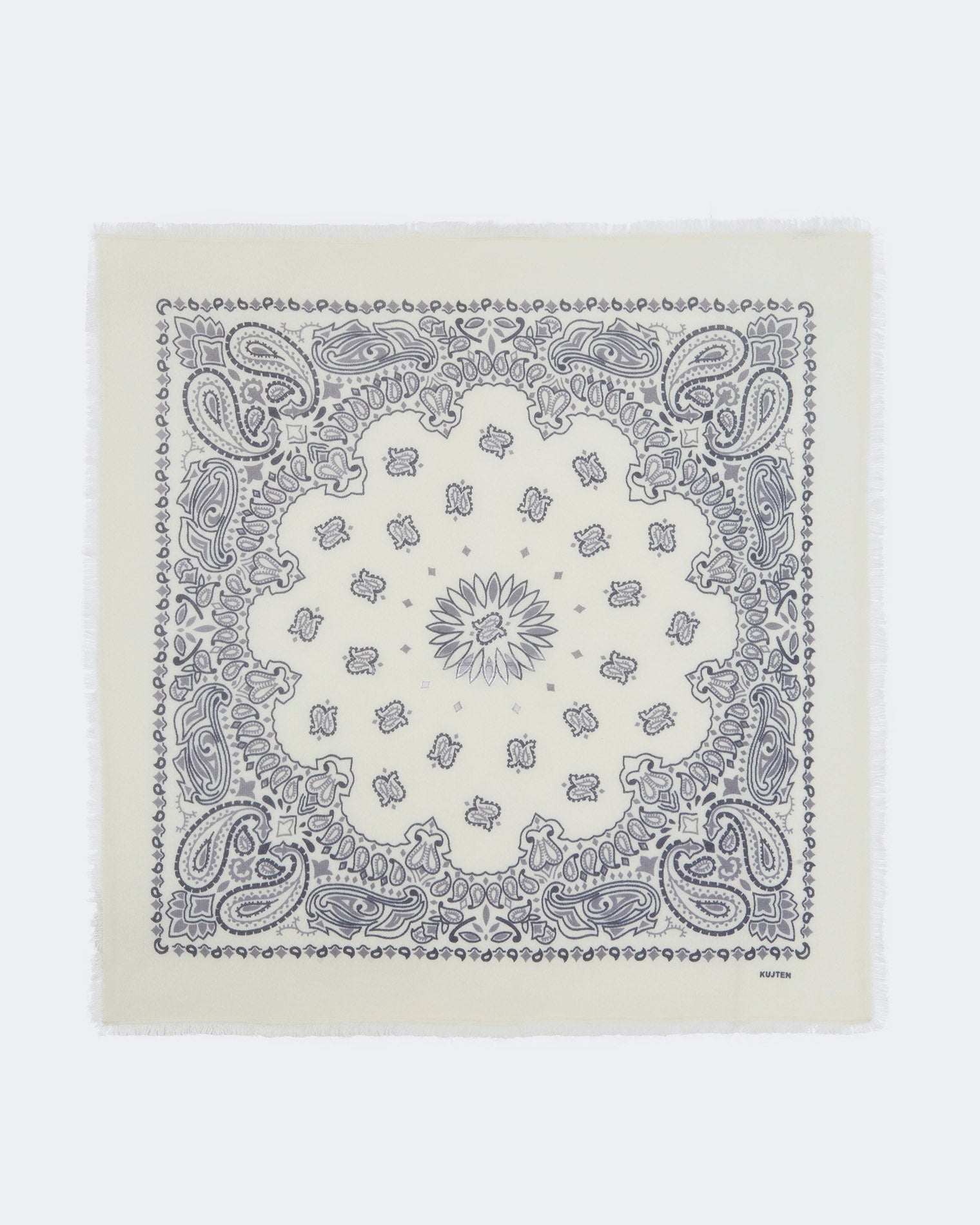 Two-toned Gray White Cashmere Large Bandana | Kujten Cashmere