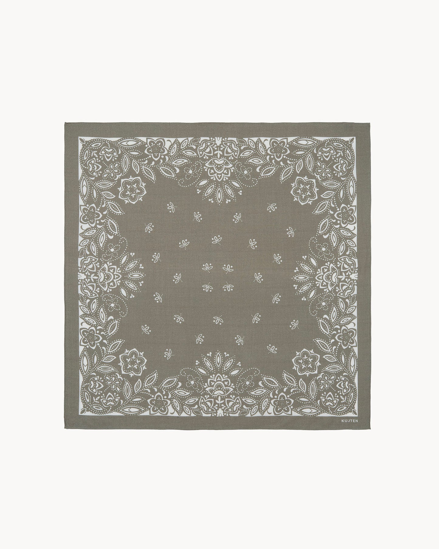 Bandana en cachemire & soie kaki pour femme et pour homme - Kujten packshot
