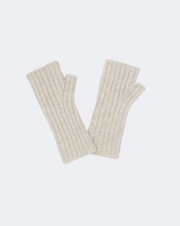 Mitaines en cachemire blanc et beige pour femme - Kujten packshot