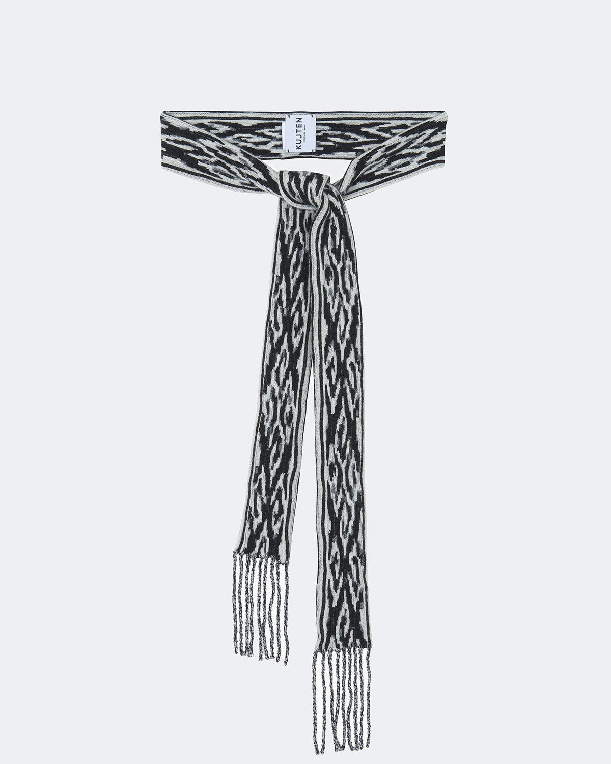 Ceinture en cachemire blanc et noir pour femme - Kujten packshot