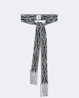 Ceinture en cachemire blanc et noir pour femme - Kujten packshot
