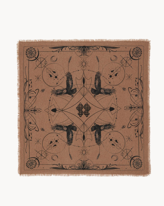 Grand Bandana Hiloki marron camelo - Image principale