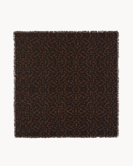 Grand bandana hachiko leopard cachemire marron - Kujten packshot