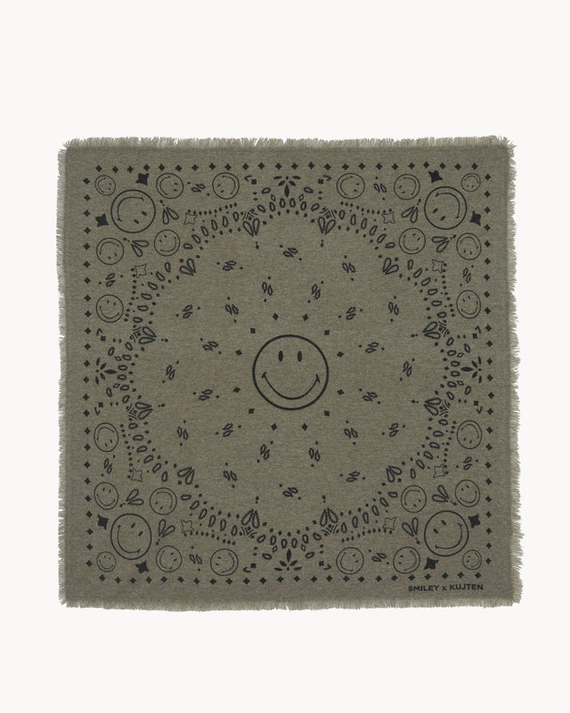 Large Bandana Hachiko Smiley marl khaki - Image principale