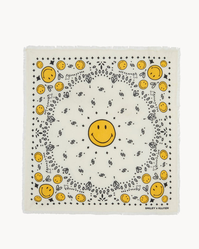Large Bandana Hachiko Smiley white - Image principale