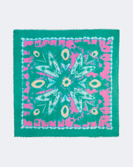 Bandana en voile de cachemire vert pour femme - Kujten packshot