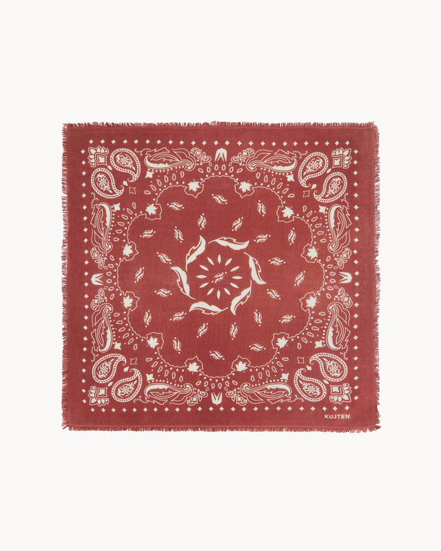 Grand Bandana Hachiko Feather bordeaux sienne - Image principale
