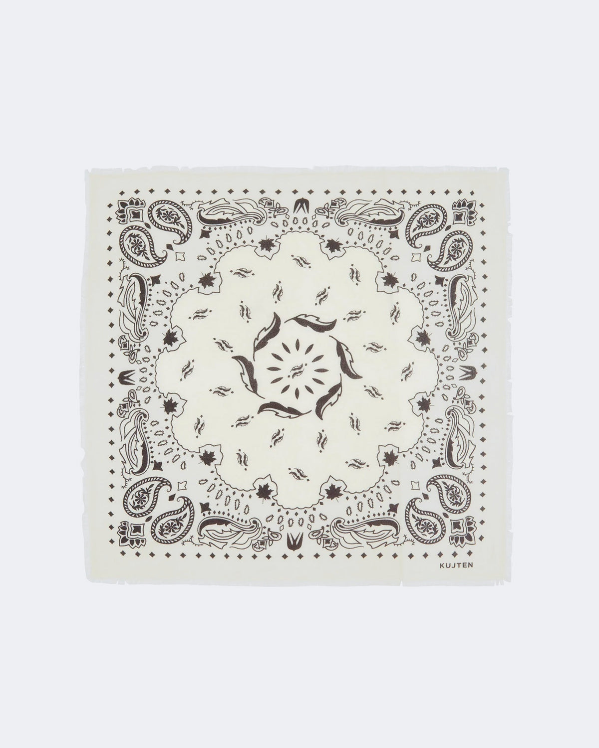 Bandana en cachemire blanc et marron pour femme et pour homme - Kujten packshot
