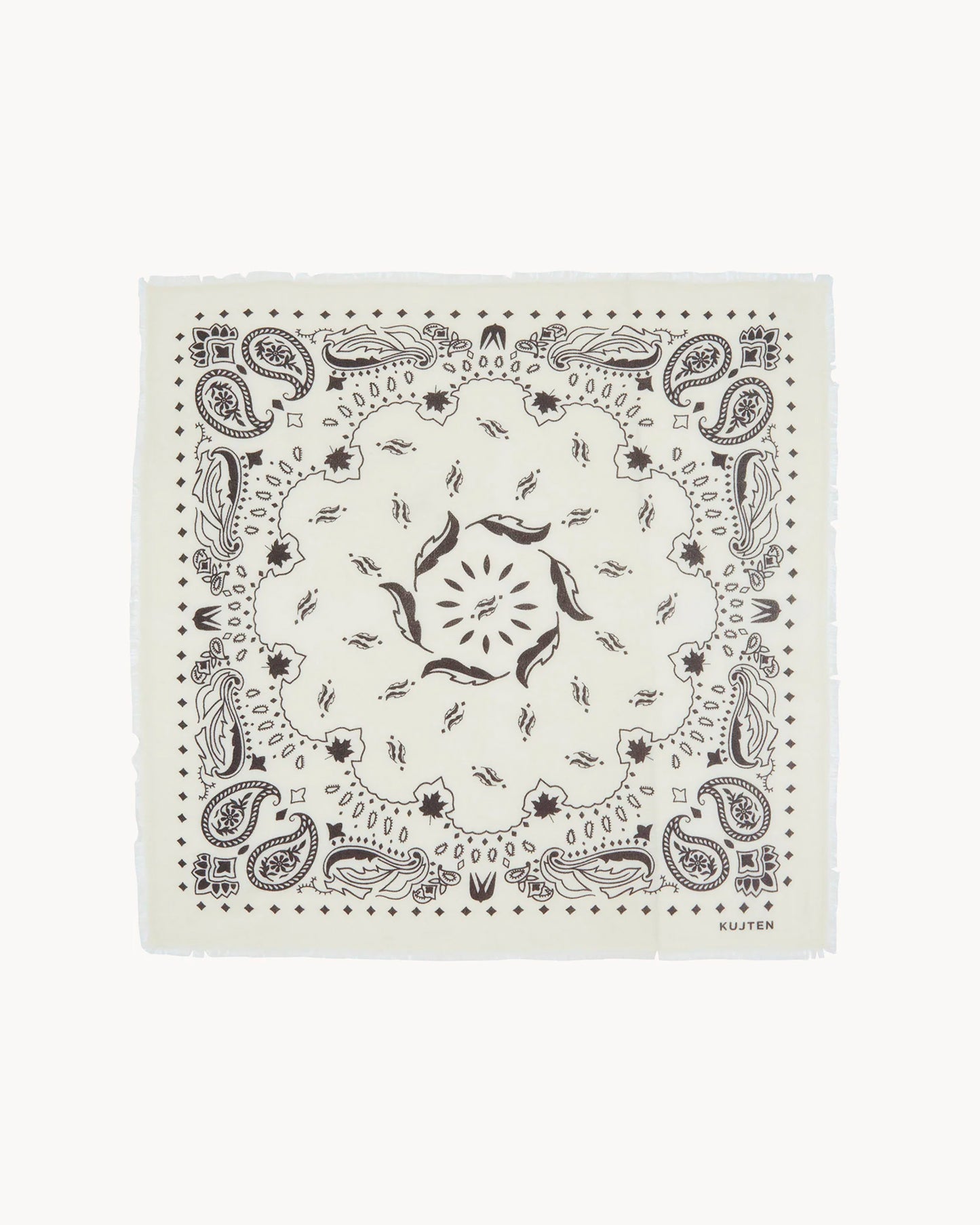 Bandana en cachemire blanc et marron pour femme et pour homme - Kujten packshot