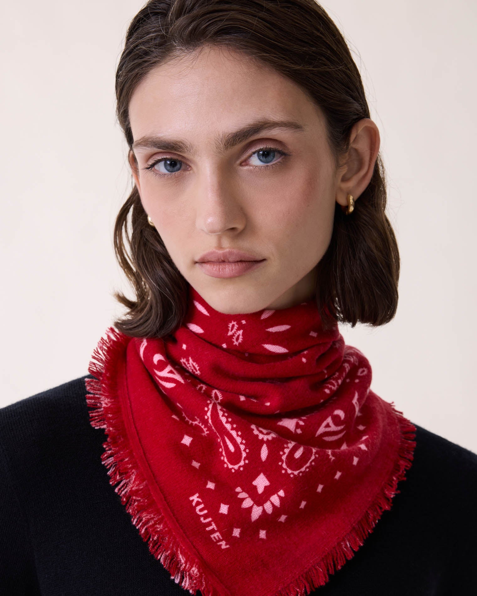 Red Pink Cashmere Bandana Kujten Cashmere - Main Image