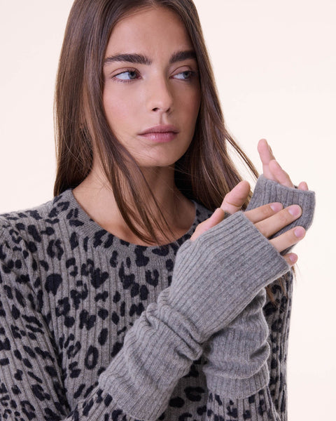 Fingerless Mittens Knokke Marl Khaki - Image 2
