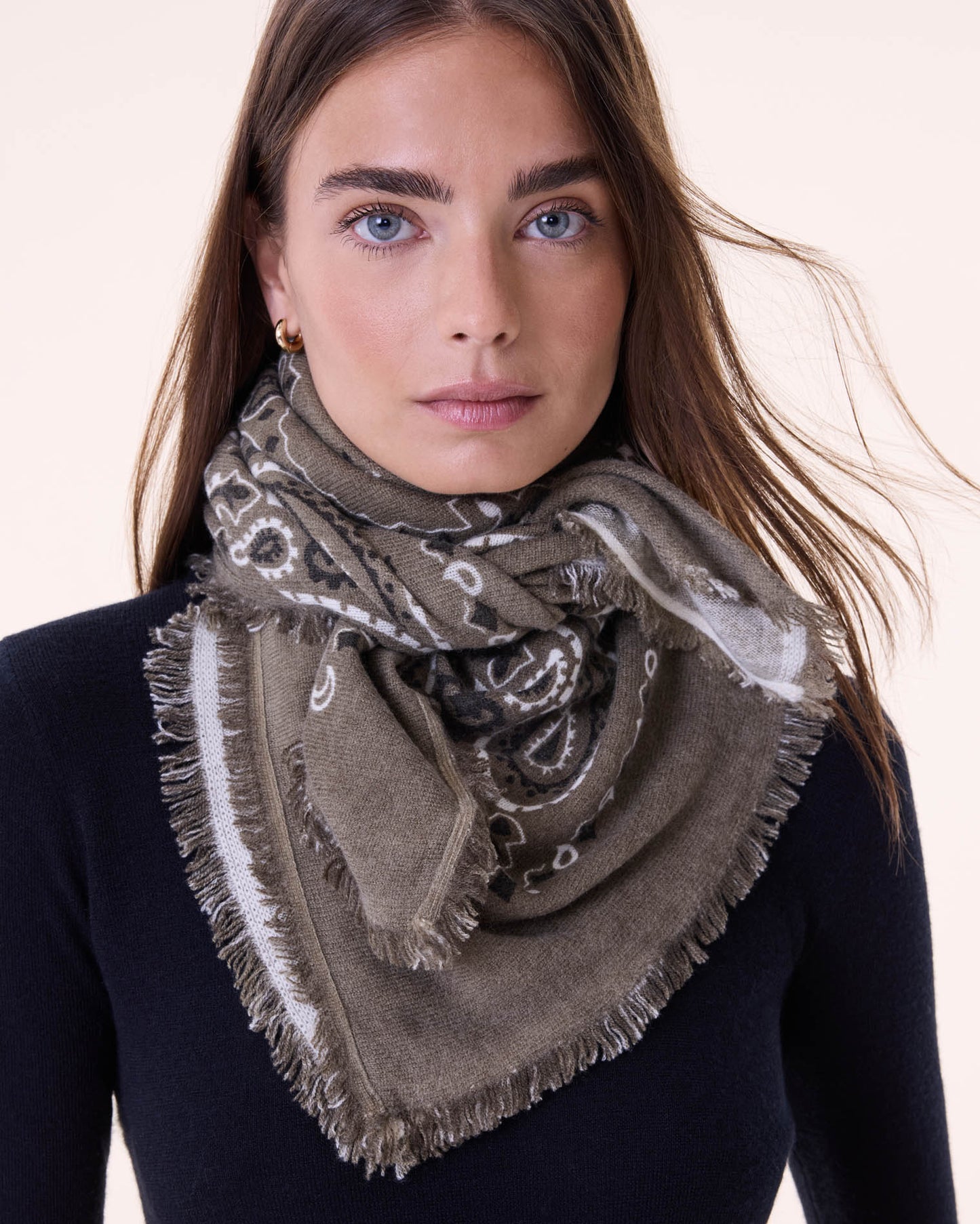 Grand Bandana Hachiko Bico kaki chiné