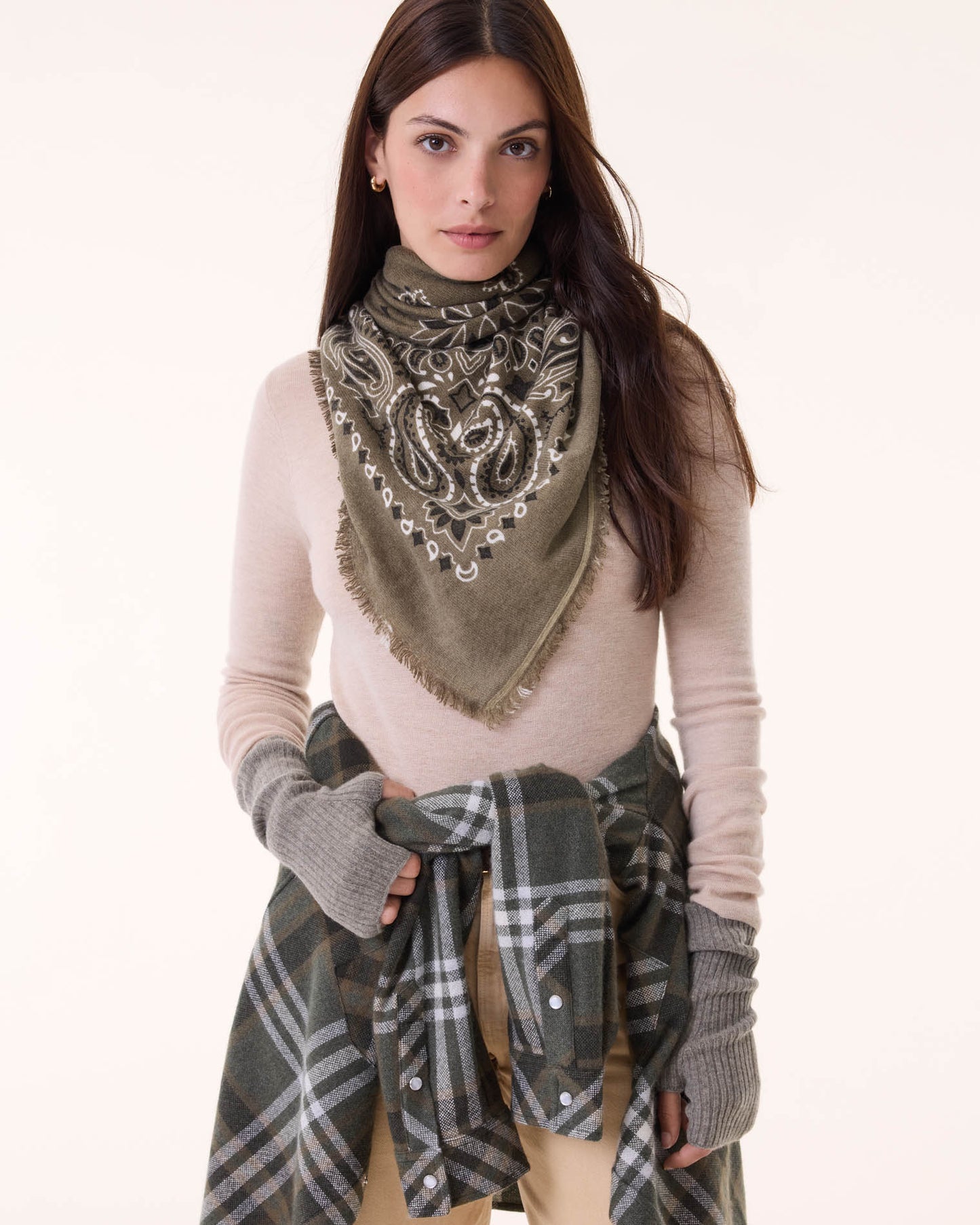 Large Bandana Hachiko Bico marl khaki