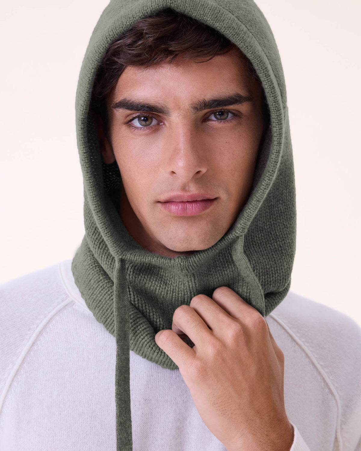 Cagoule sybel jersey cachemire kaki - Kujten