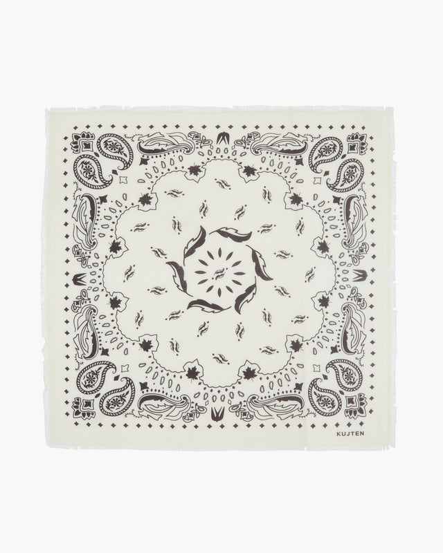 Large Bandana Hachiko Feather white brown - Image principale