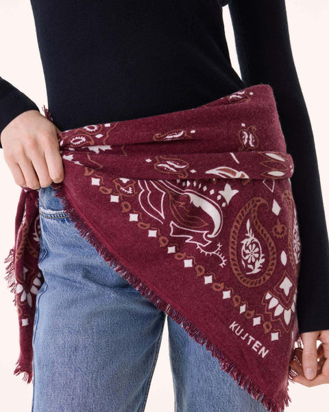 Grand Bandana Hachiko Feather Bico bordeaux - Image 3