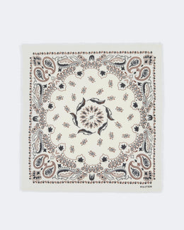 Grand bandana hachiko feather bico tricotage jersey imprimé blanc - Kujten packshot