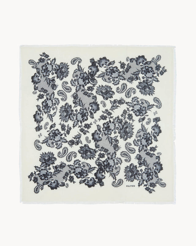 Grand Bandana Hachiko Lace blanc noir - Image principale