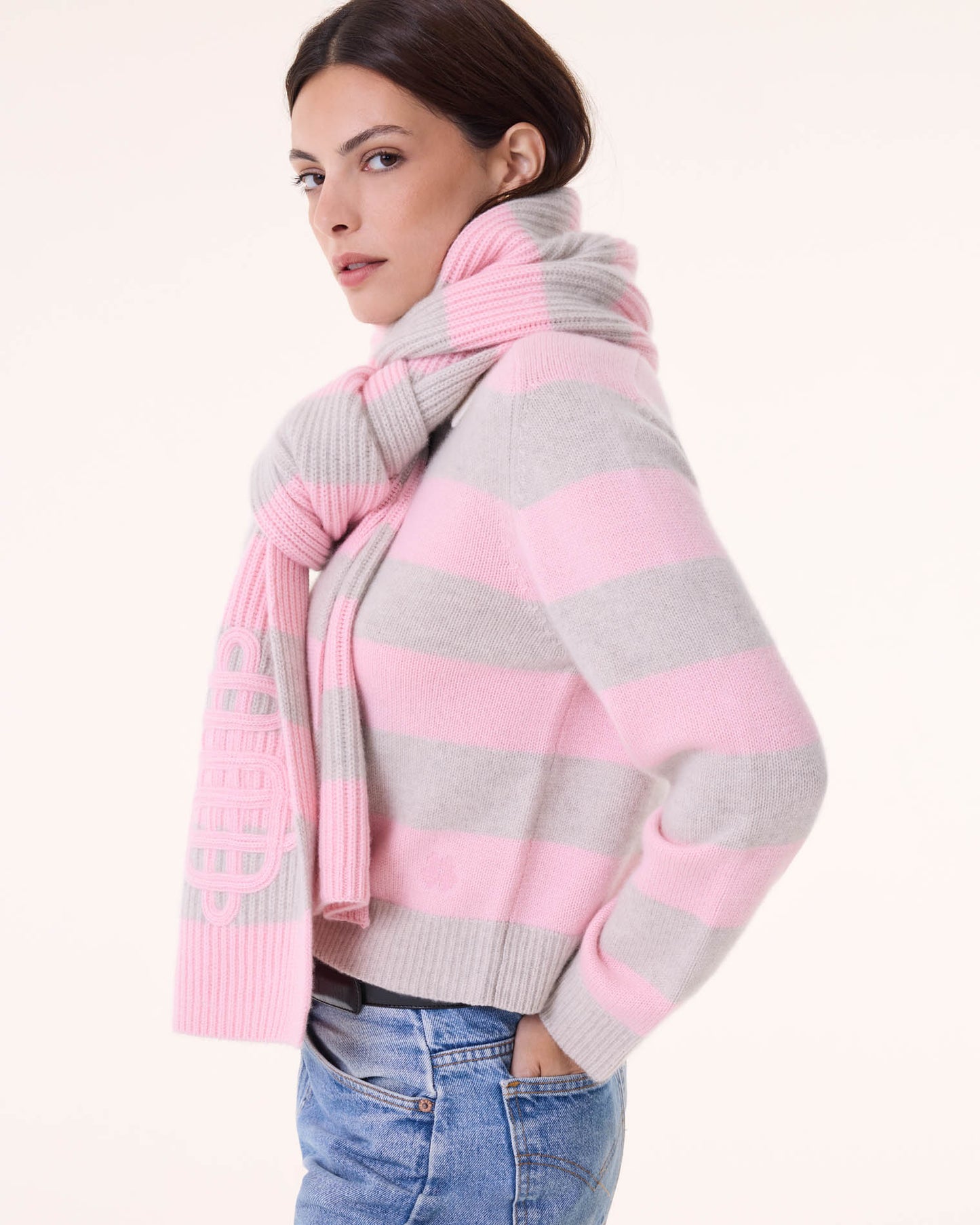 Écharpe Rugby rose vintage