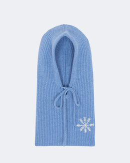 Cagoule sybel snowflake cachemire bleu - Kujten packshot