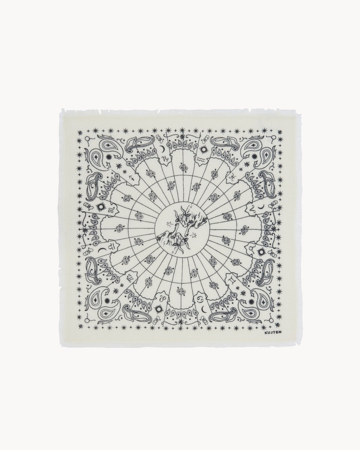 Petit Bandana Cachemire Imprimé Signe Astrologique Taureau | Kujten Cachemire