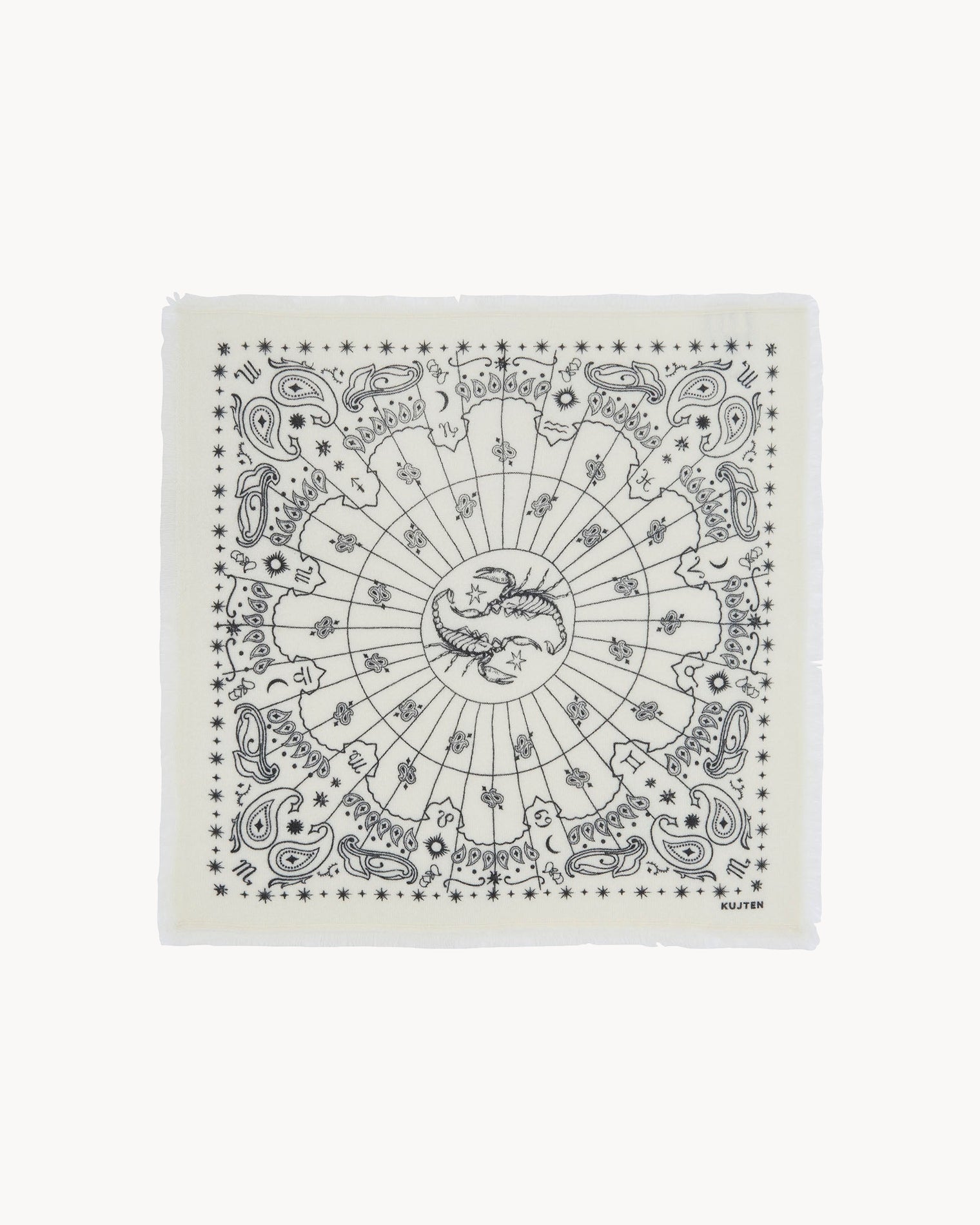 Petit Bandana Cachemire Imprimé Signe Astrologique Scorpion | Kujten Cachemire