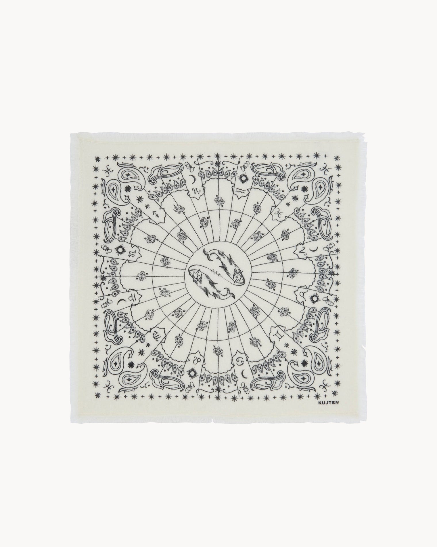 Pisces Zodiac Sign Small Cashmere Bandana | Kujten Cashmere