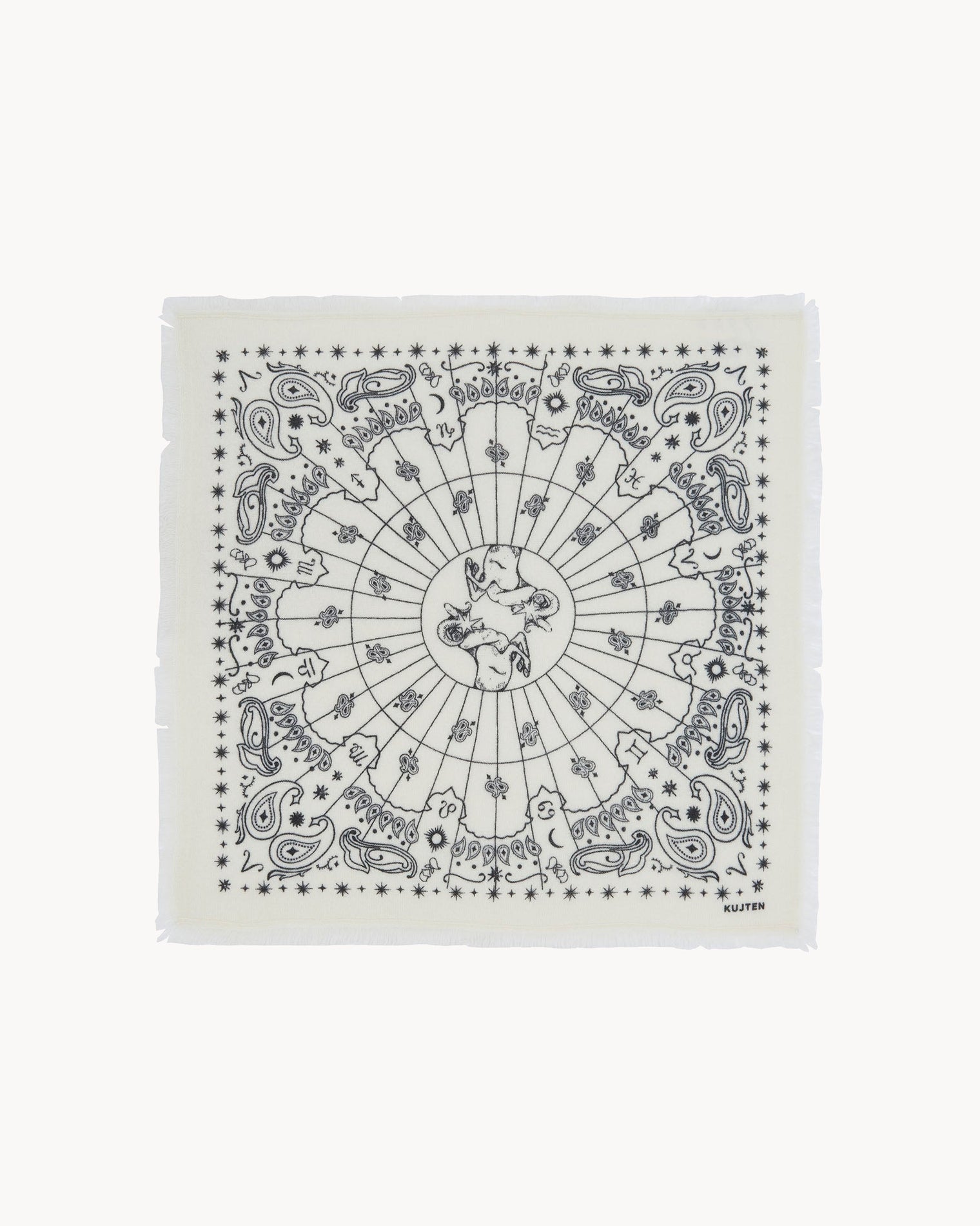 Petit Bandana Cachemire Imprimé Signe Astrologique Bélier | Kujten Cachemire