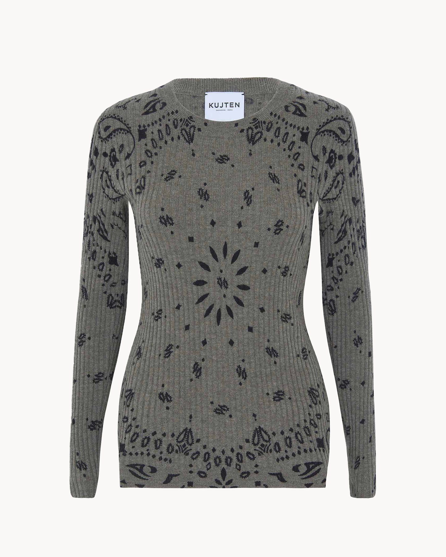 Pull en cachemire kaki pour femme - Kujten packshot