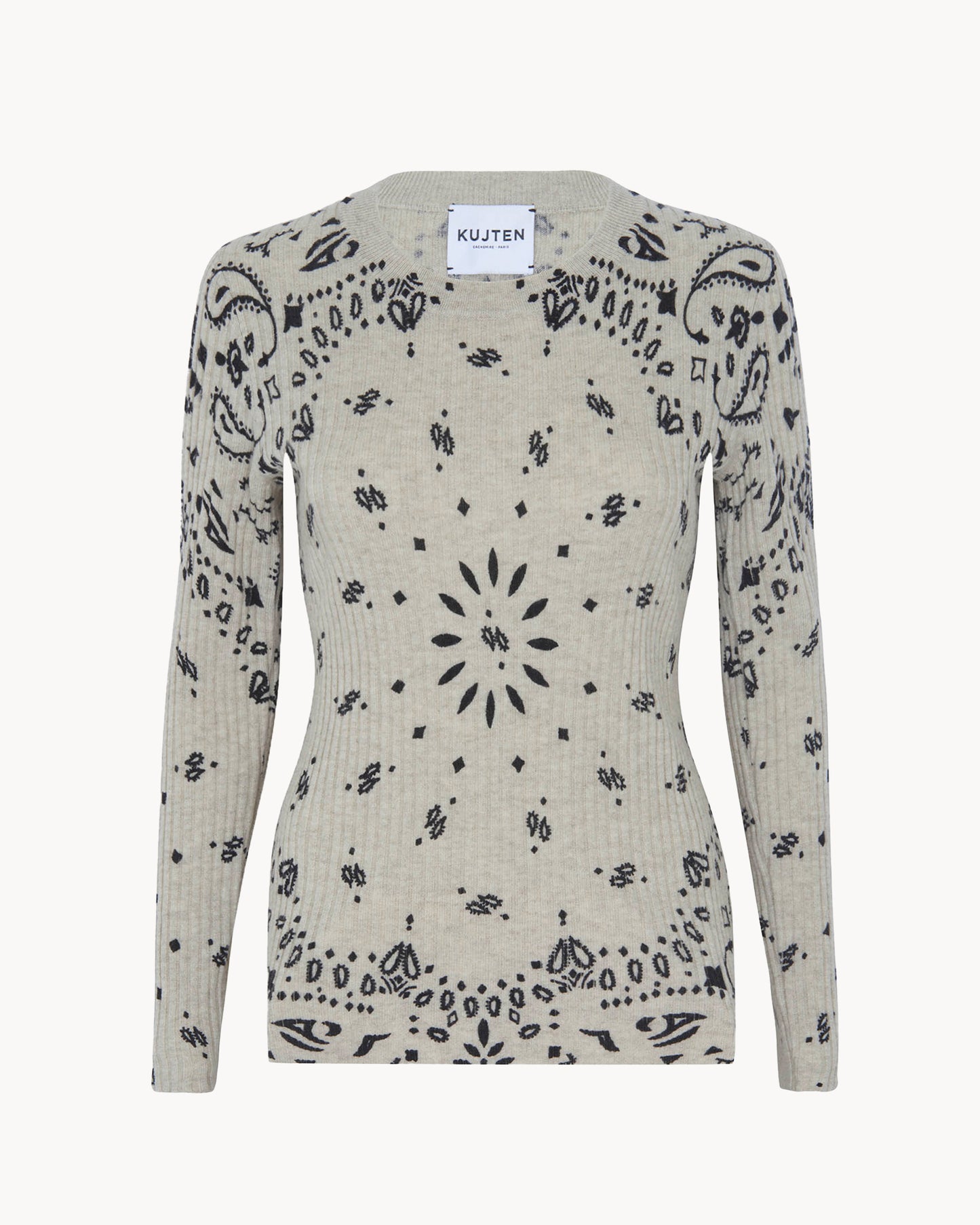 Pull en cachemire blanc beige pour femme - Kujten packshot