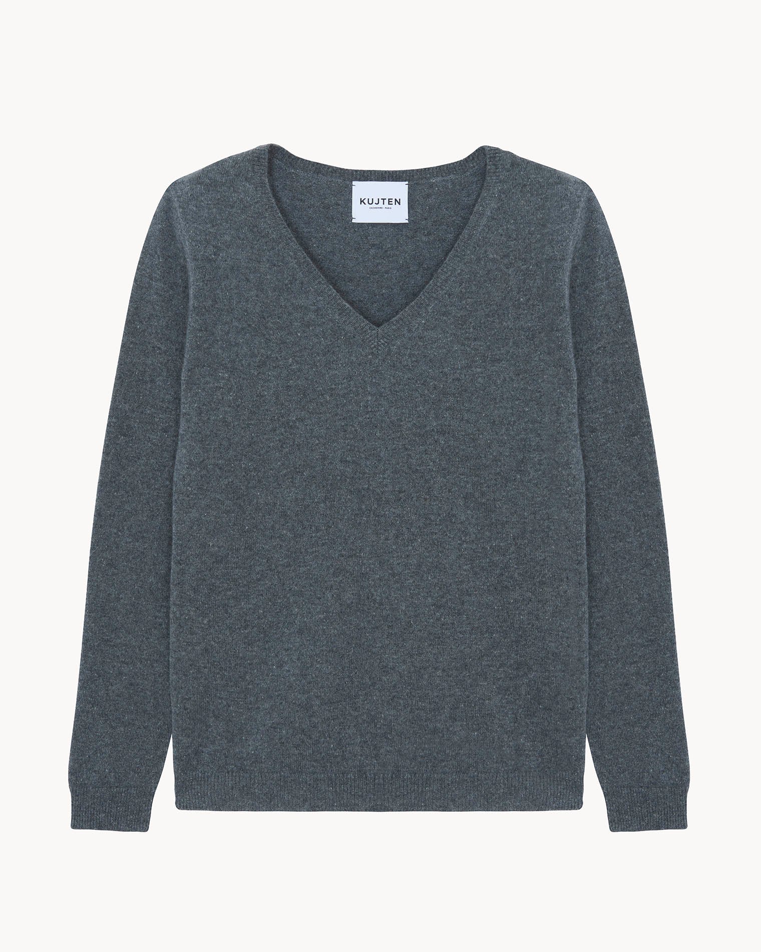 Flannel Gray Women V-Neck Cashmere Sweater Kujten Cashmere
