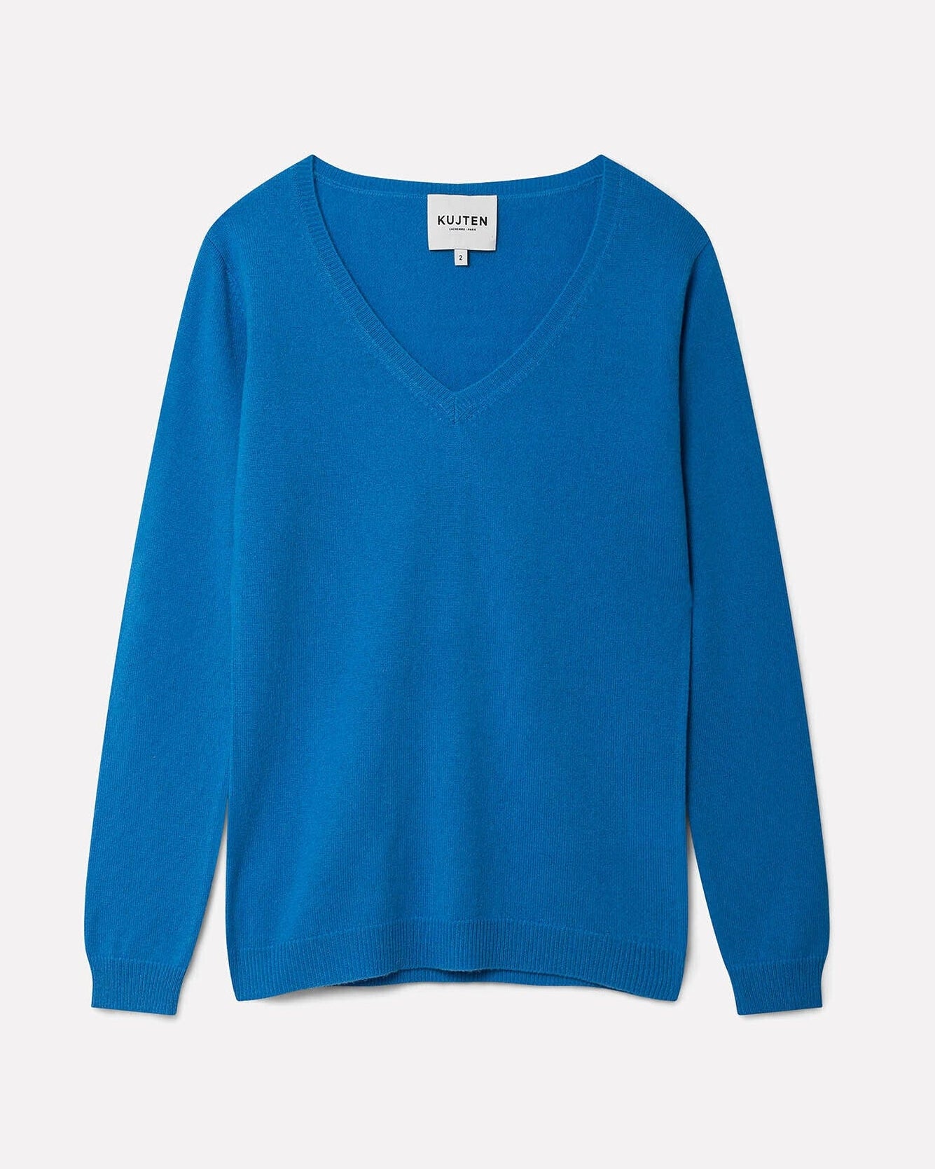 Royal Blue Women V-Neck Cashmere Sweater Kujten Cashmere