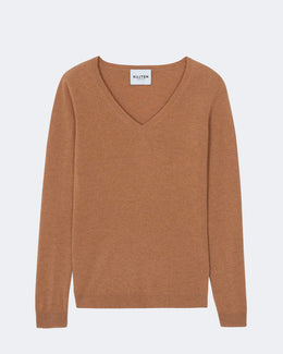 Pull en cachemire camel pour femme - Kujten packshot
