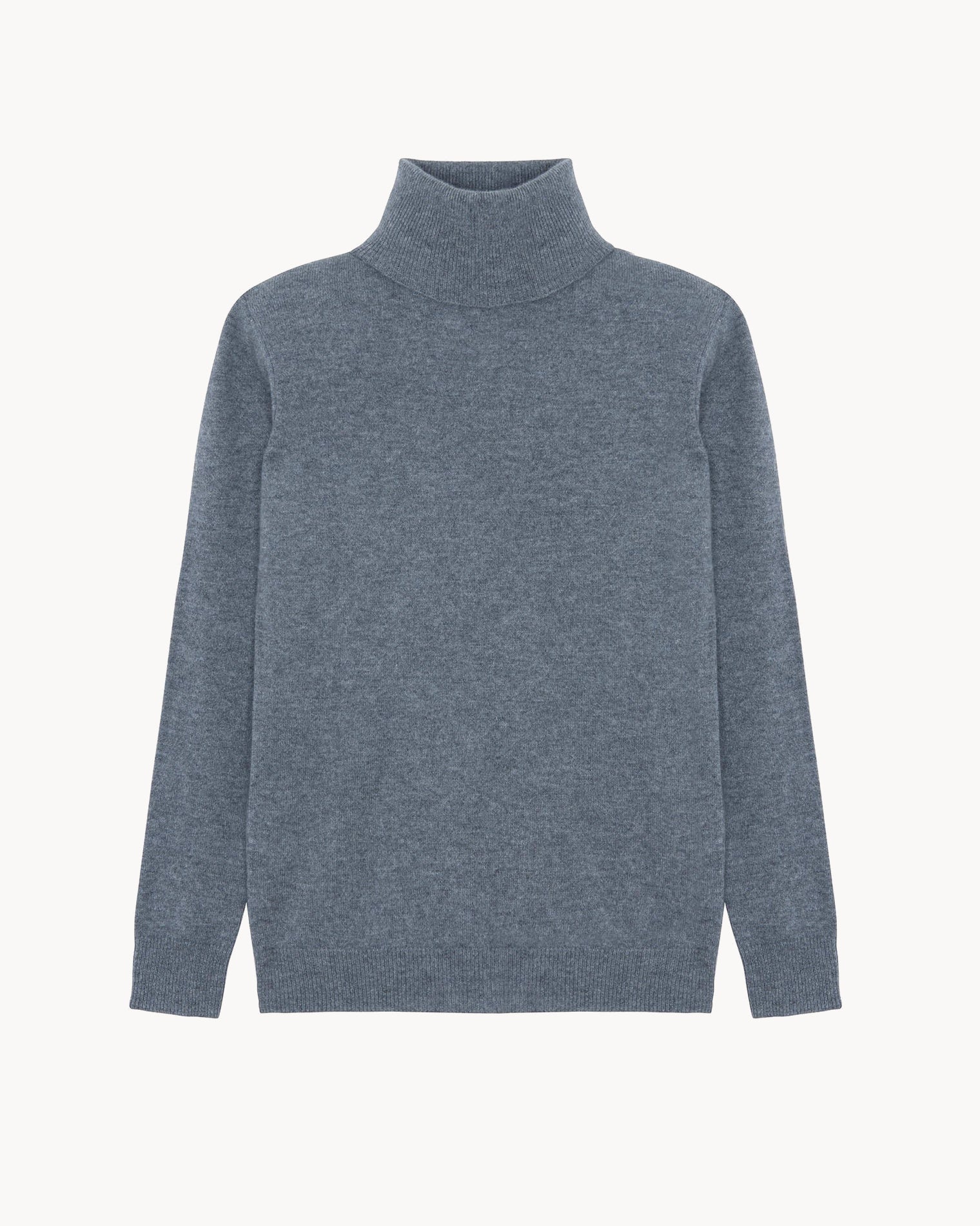 Flannel Gray Women Turtleneck Cashmere Sweater Kujten Cashmere