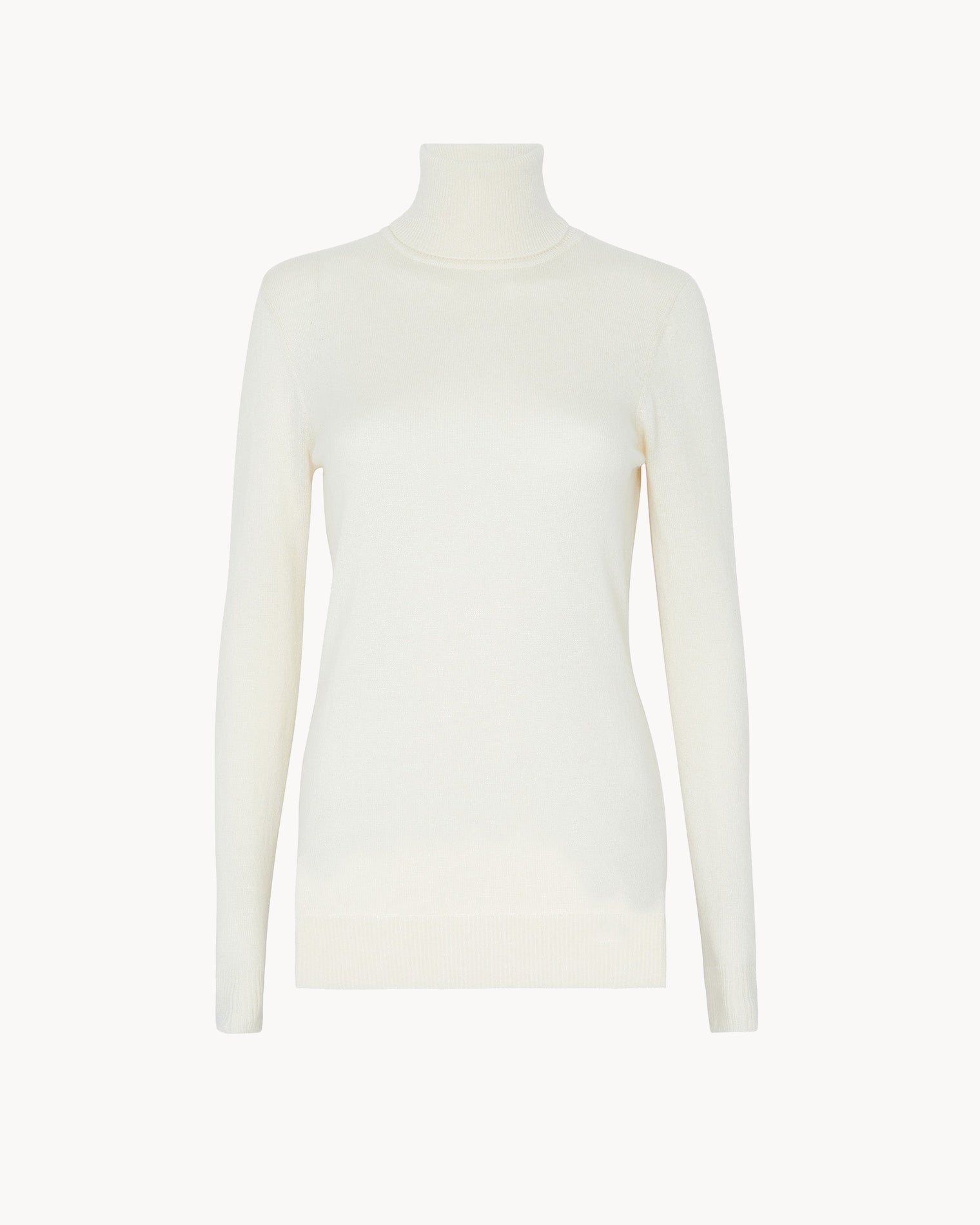 White Women Turtleneck Cashmere Sweater Kujten Cashmere