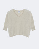 Pull en cachemire blanc et beige pour femme - Kujten packshot