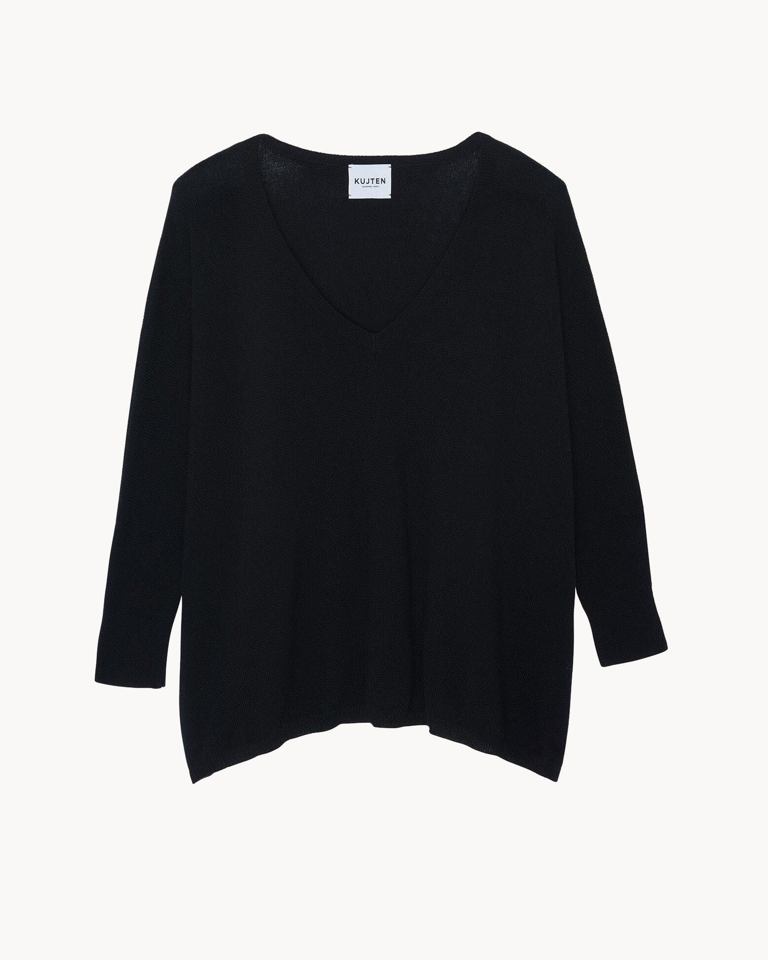 Black Oversized V Neck Knit Black Women Oversized V-Neck Cashmere