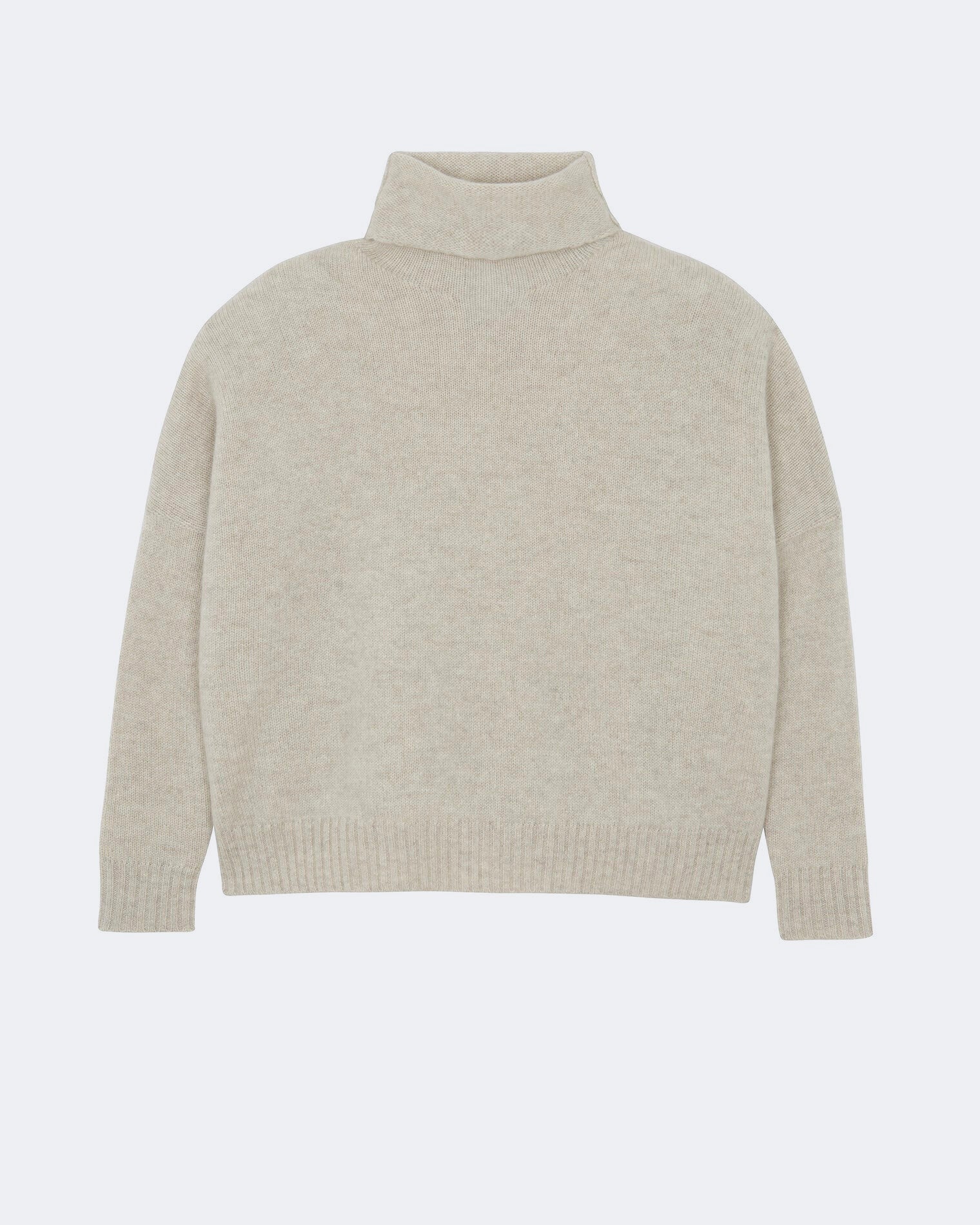 Funnel Neck Oversized White Oats White Cashmere Sweater | Kujten